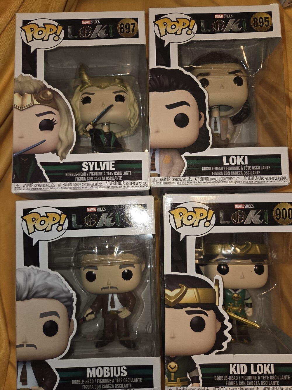 Funko Pop! Loki Series Vinyl Figure Set - Sylvie, Loki, Mobius, Kid Loki